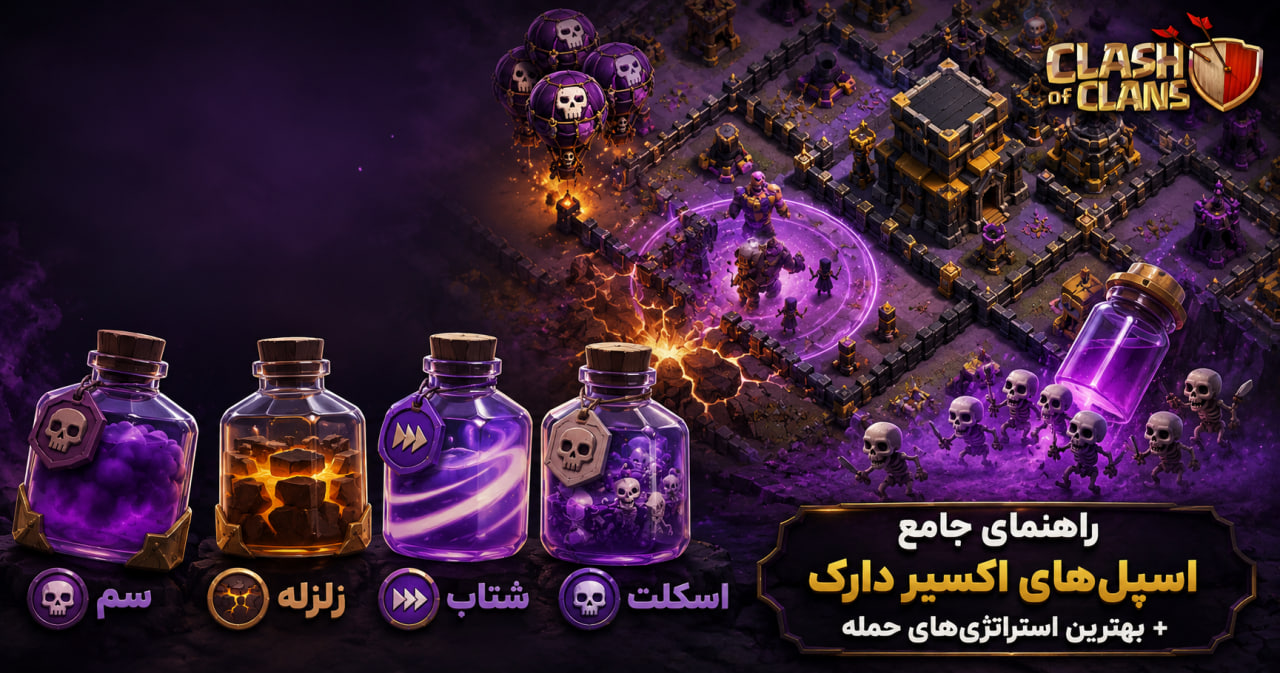 راهنمای جامع اسپل‌های اکسیر دارک در کلش آف کلنز (Clash of Clans) + بهترین استراتژی‌های حمله
